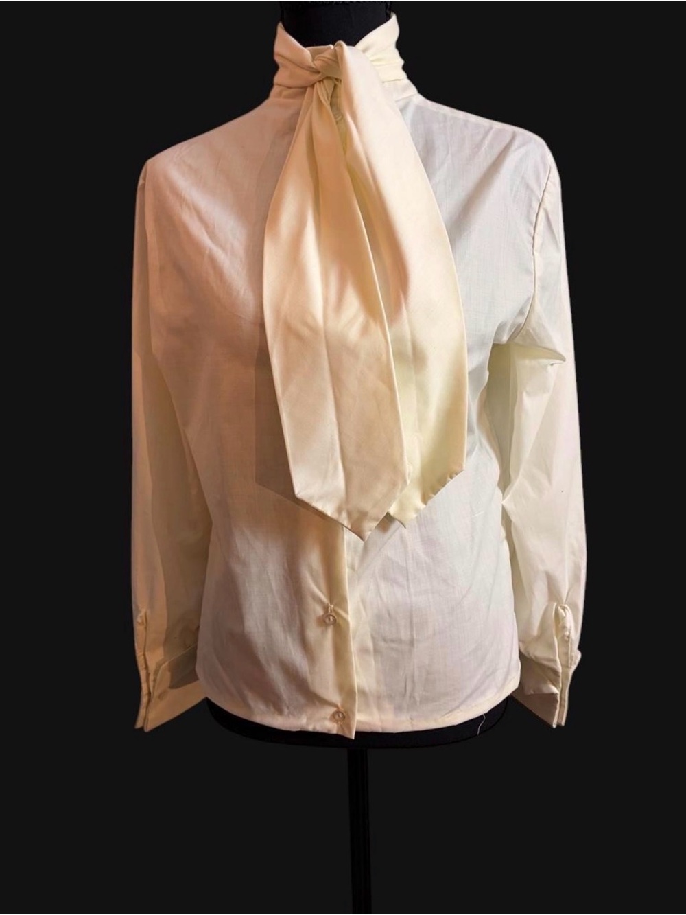 Vintage Cream Blouse with Scarf NWT